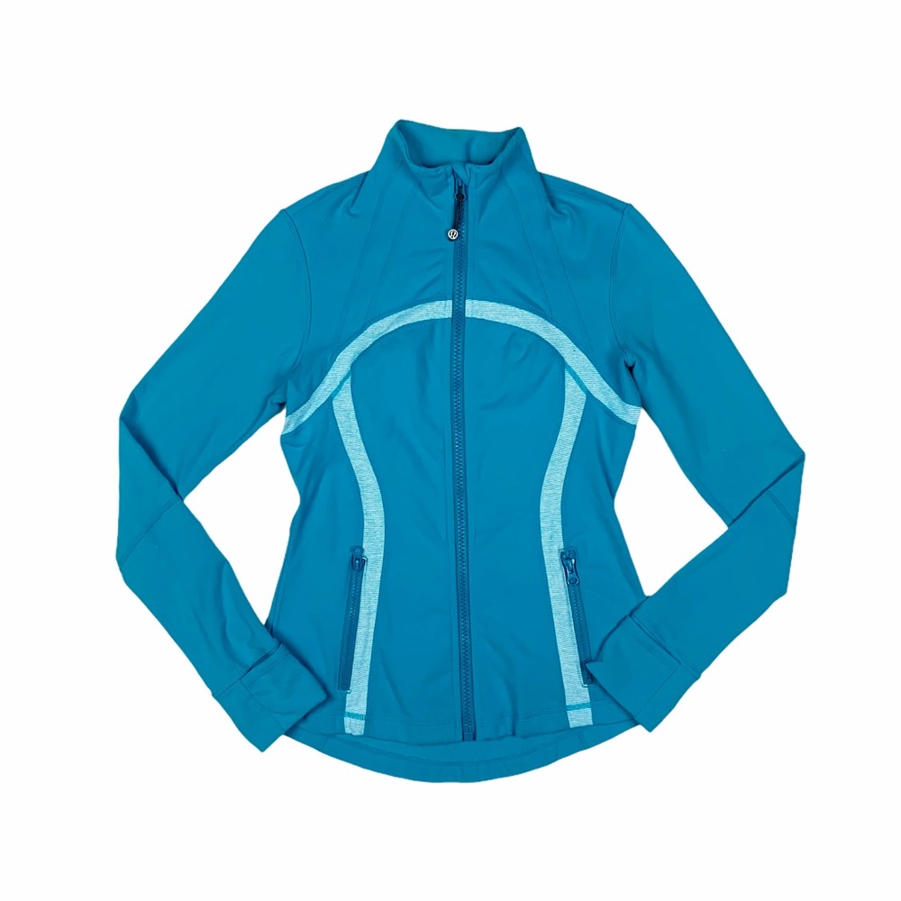 lululemon athletica Teal Zip-Up Jacket with Light Blue Trim